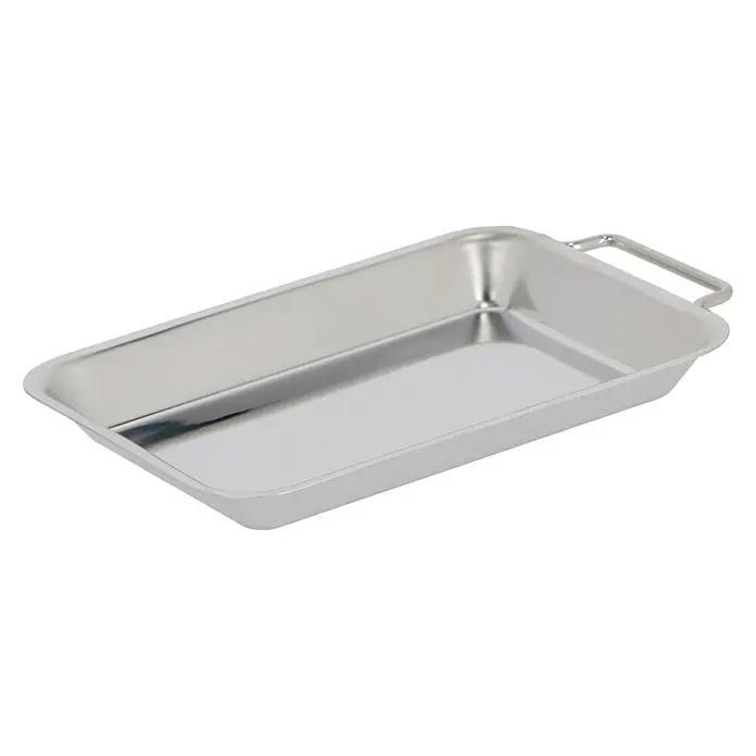 Kingstone Pfannen-Set - 4 -tlg. - Eine rechteckige Aluminium-Auflaufform mit Griffen an den Seiten, ideal zum Backen und Servieren verschiedener Gerichte.