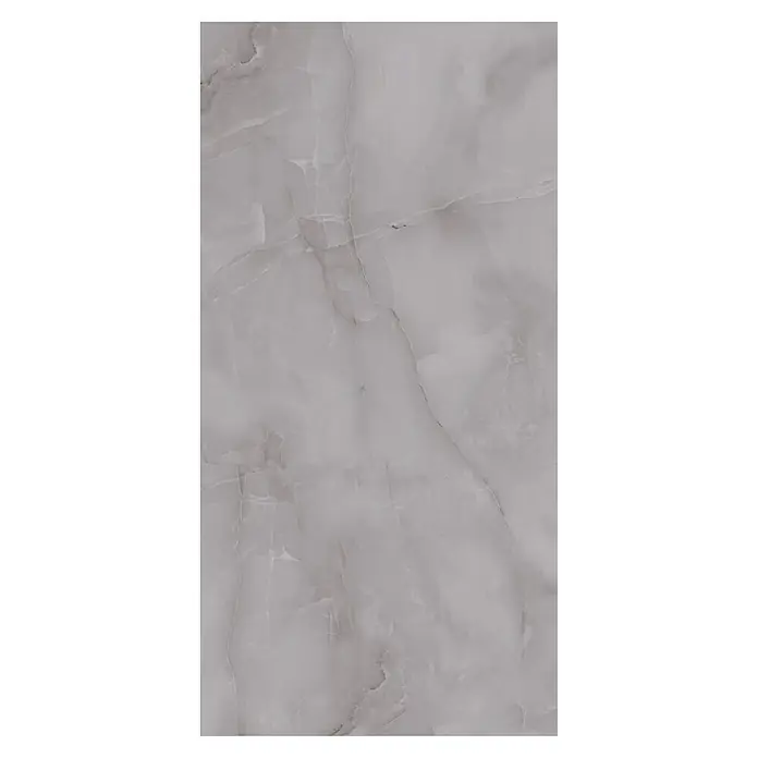 Feinsteinzeugfliese Royal Onyx - 60 x 120 cm, Dark Grey, Glänzend - Graue Marmorfliese mit subtilen Adern, ideal für moderne Innenräume, die eine elegante und natürliche Optik suchen.
