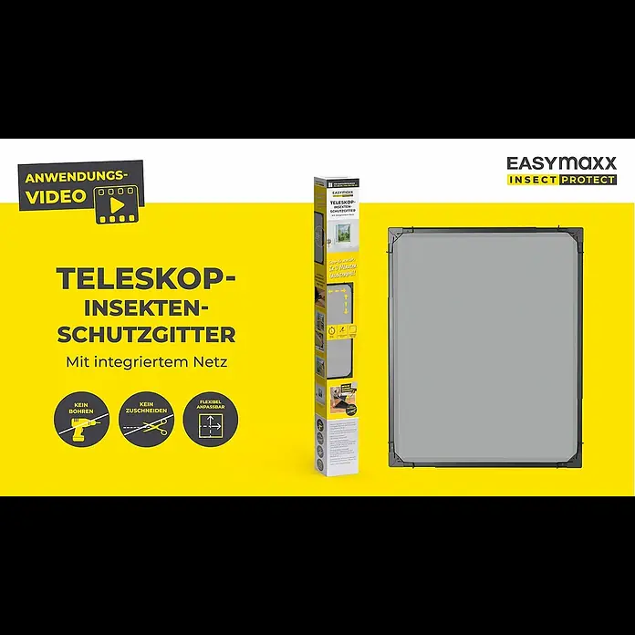 Easy Maxx Insektenschutzfenster - B x H: 115 x 135 cm, Montage Insektengitter: Klemmen, Farbe Rahmen: Weiß - EASYmaxx Insect Protect Teleskop-Insektenschutzgitter mit Netz | maxxworld.de