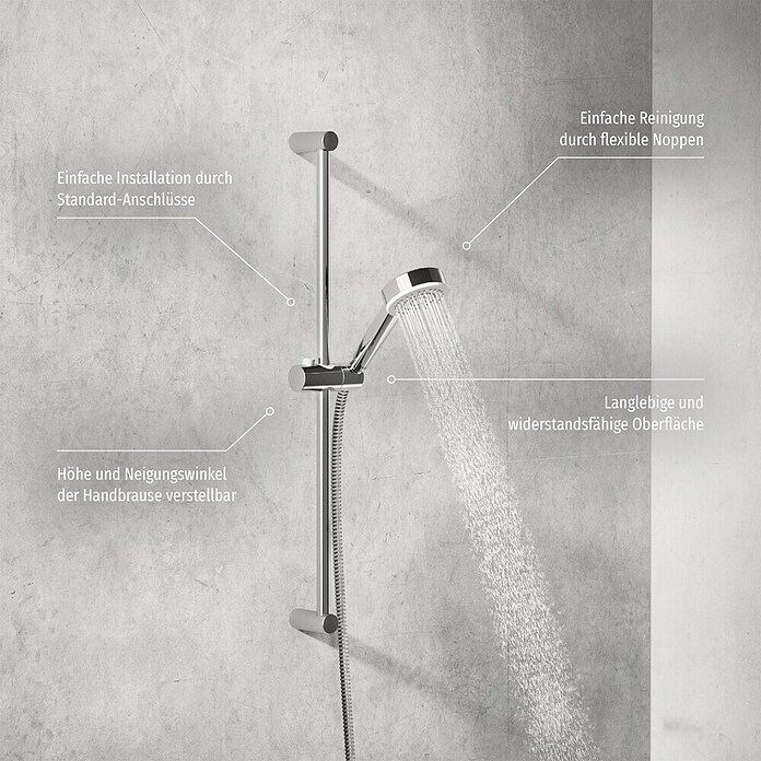 Hansa Pico Brausegarnitur (Lochabstand: 67,1 cm, Chrom, Anzahl Strahlarten: 1 Stk.) | BAUHAUS