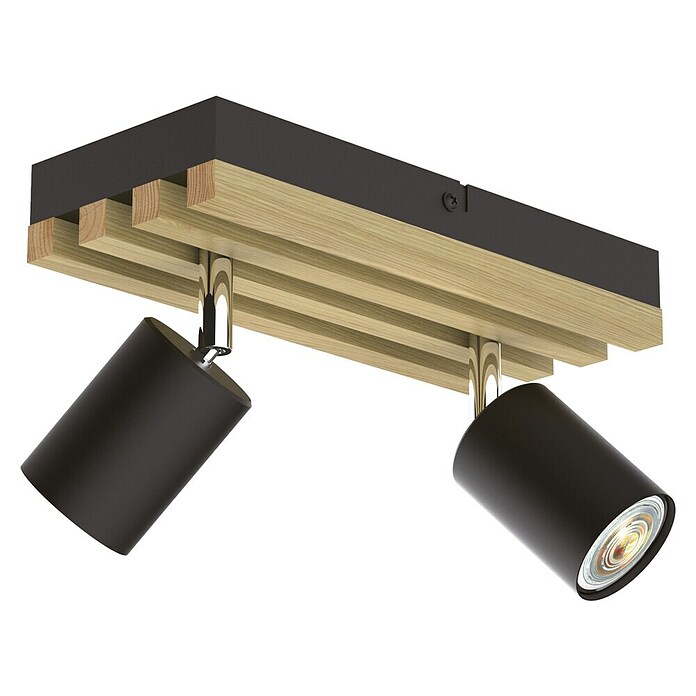 Eglo Deckenstrahler Barazzina (2-flammig, Schwarz/Eiche/Chrom) | BAUHAUS