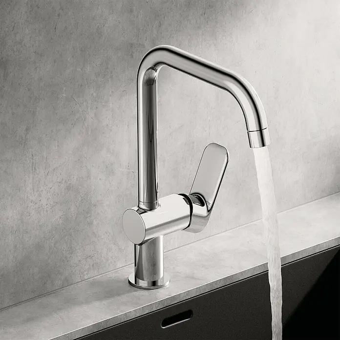 Hansa Pico Waschtischarmatur - Chrom, Ohne Ablaufgarnitur - Glänzender Wasserhahn aus Chrom mit klarem Wasserstrahl, der modernes Design und Funktionalität in der Küche vereint.