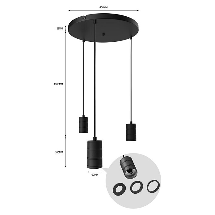 Calex Hanglamp rond (Diameter: 40 cm, Pendellengte: 2 m, E27) | BAUHAUS