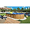 KWAD Pool-Set Steely de luxe Wood (L x B x H: 7,3 x 3,6 x 1,2 m, Fassungsvermögen: 28.900 l, Oval)