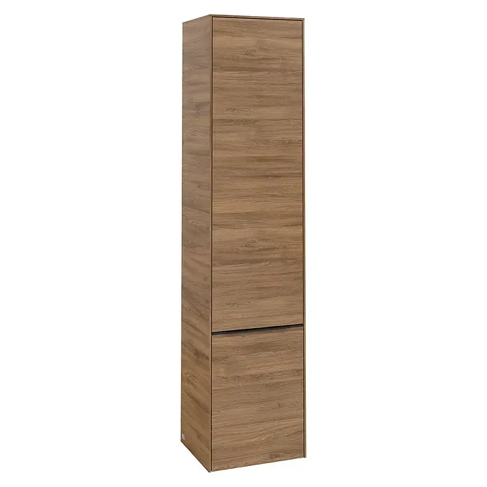 Villeroy & Boch Subway 3.0 Hochschrank - B x T x H: 40 x 36,2 x 171 cm, 2x Tür, Kansas Oak, Farbe Griff: Volcano black, DIN Anschlag: Rechts - Elegantes, hohes Holzschrankmöbelstück, ideal für die stilvolle Aufbewahrung in jedem Raum. Die Holzmaserung verleiht ihm einen natürlichen Look.