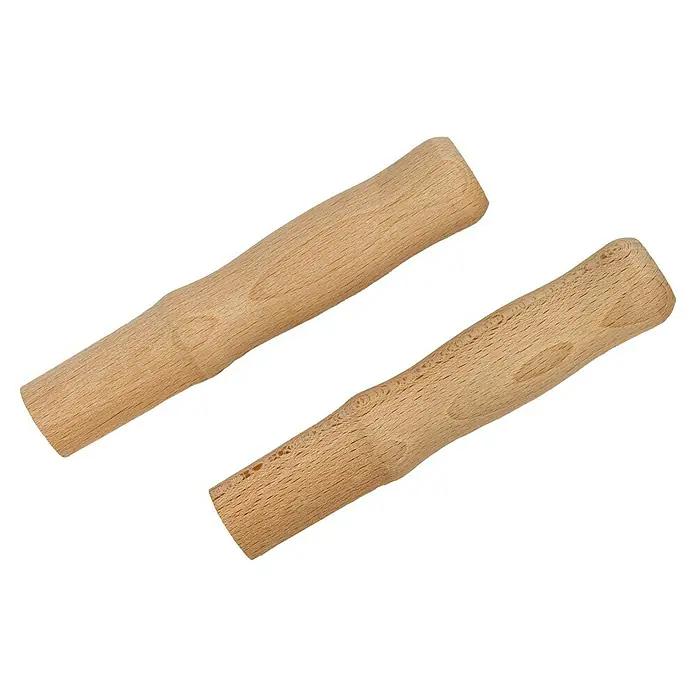 Schubkarrenersatzgriff - 2 Stk., Holz - Zwei Holzdübel liegen diagonal übereinander, mit einer schönen Holzmaserung, ideal für Möbelbau und Holzprojekte.