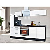 Respekta Premium Composición de cocina (Ancho: 240 cm, Con dispositivos eléctricos, Blanco de alto brillo)