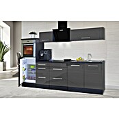 Respekta Premium Composición de cocina (Ancho: 270 cm, Con dispositivos eléctricos, Gris de alto brillo)