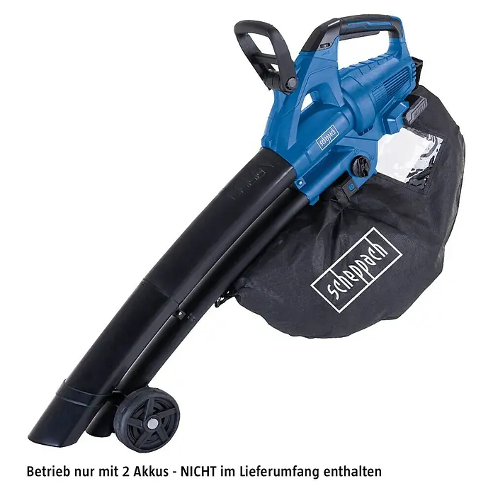 Scheppach IXES 20V Akku-Laubsauger & -Laubbläser BC-BLV720-X - Ohne Akku, Blasleistung: 720 m³/h, Blasgeschwindigkeit: 210 km/h - Der Scheppach Laubbläser/Sauger mit praktischen Rädern und großem Fangsack ist ideal für die Gartenarbeit.