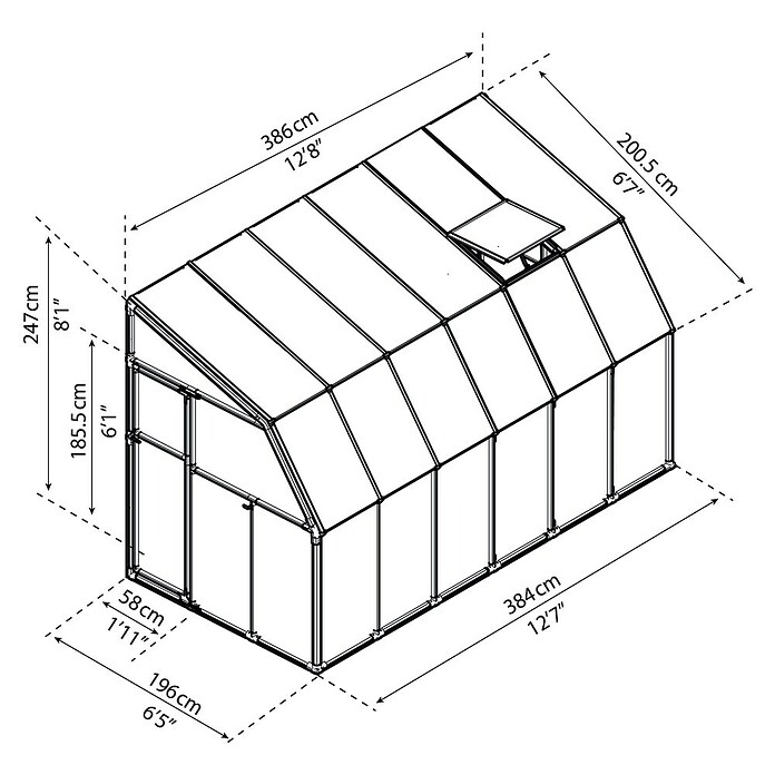Palram – Canopia Terraza Solarium Sun Room (Medidas ext. (An x Pr): 386 x 200 cm, Plástico, Blanco) | BAUHAUS