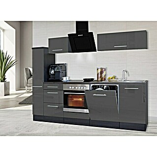 Respekta Premium Küchenzeile RP250EGCBO (Breite: 250 cm, Grau, Mit Elektrogeräten)