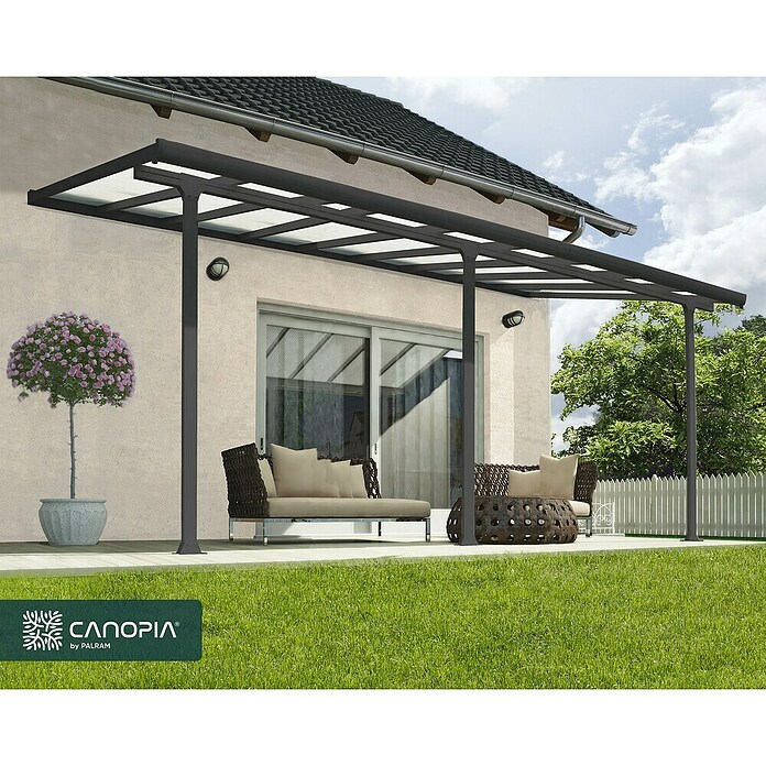 Solid Elements Terrassenüberdachung Martina (Tiefe: 3 m, B x H: 5,46 x 2,1 m, Anthrazitgrau)