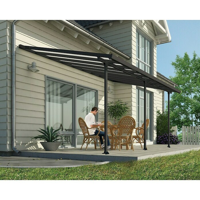 Solid Elements Marquesina adosada (Profundidad: 3 m, An x Al: 5,46 x 2,1 m, Gris antracita)