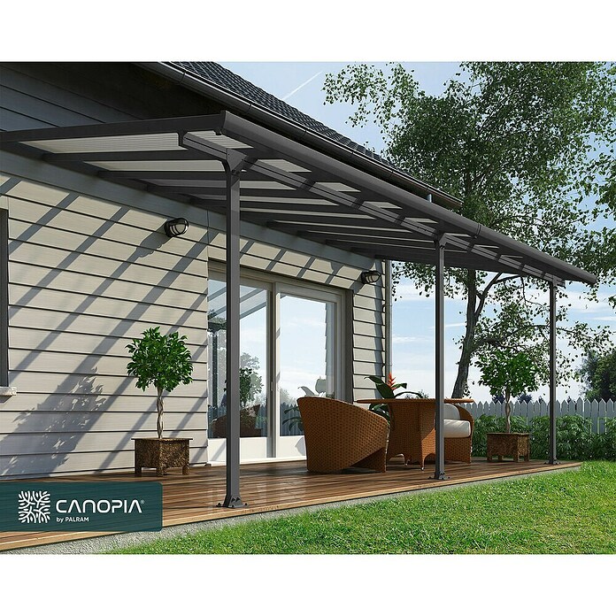 Solid Elements Marquesina adosada (Profundidad: 3 m, An x Al: 6,1 x 2,1 m, Gris antracita)