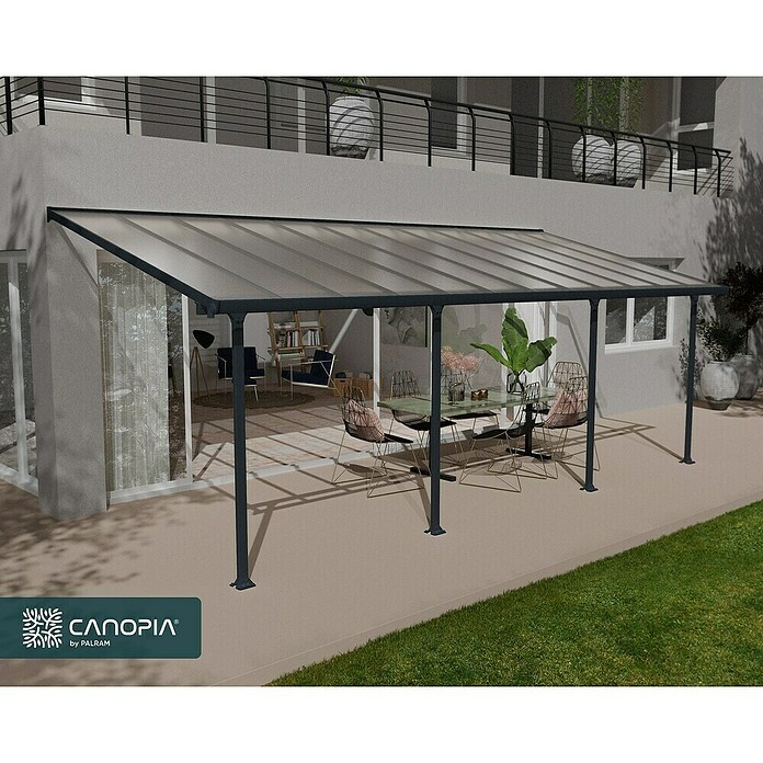 Solid Elements Marquesina adosada (Profundidad: 3 m, An x Al: 7,3 x 2,1 m, Gris antracita)