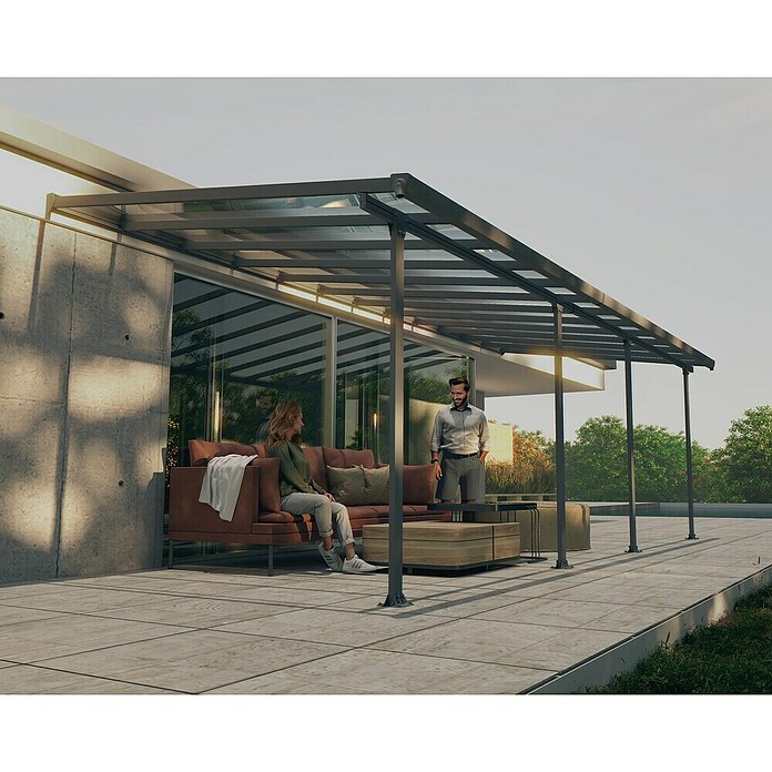 Solid Elements Marquesina adosada (Profundidad: 3 m, An x Al: 7,3 x 2,1 m, Gris antracita)