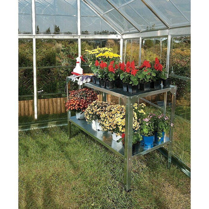 Palram Mesa auxiliar para invernadero (114 x 50 x 80 cm, Acero, Inoxidable)