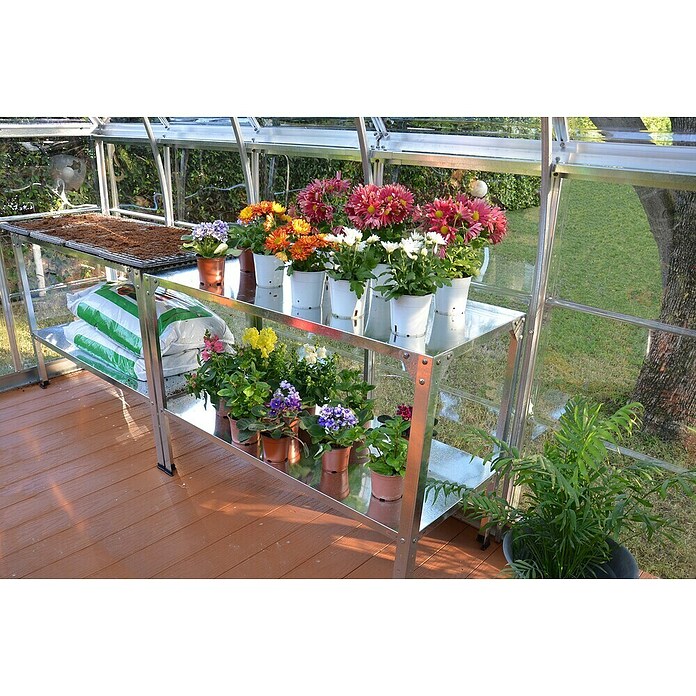 Palram Mesa auxiliar para invernadero (114 x 50 x 80 cm, Acero, Inoxidable)
