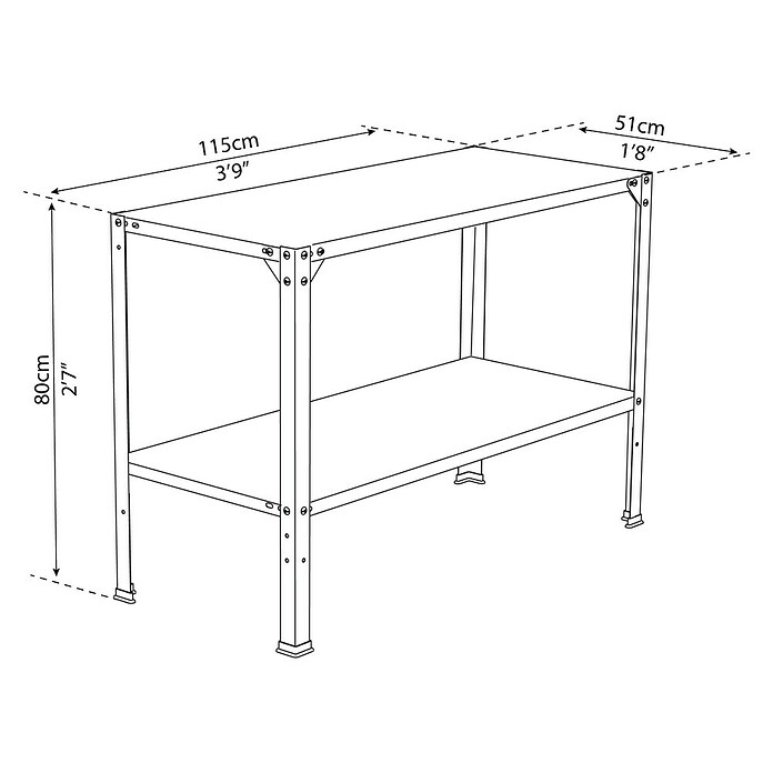 Palram Gewächshaus-Mehrzwecktisch (114 x 50 x 80 cm, Stahl, Rostfrei)