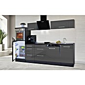 Respekta Premium Composición de cocina (Ancho: 280 cm, Con dispositivos eléctricos, Gris de alto brillo)