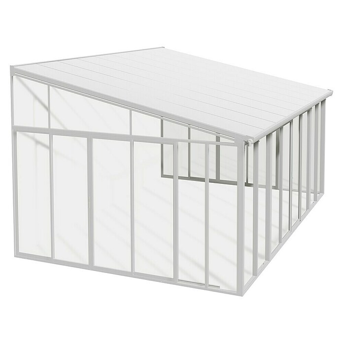 Palram Porche acristalado (An x Pr x Al: 4,25 x 4 m x 3,1 m, Blanco tráfico)