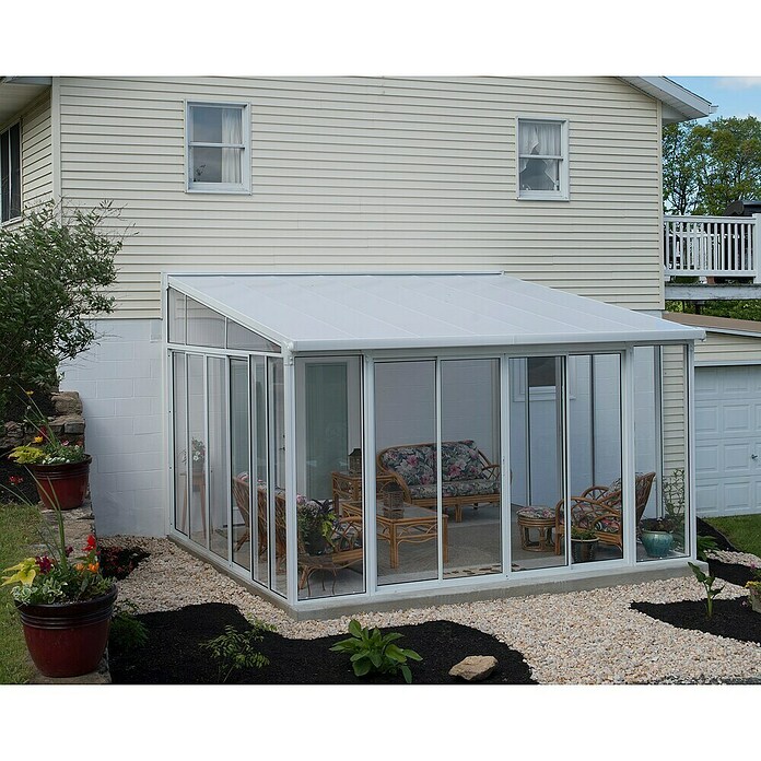 Palram Porche acristalado (An x Pr x Al: 4,25 x 4 m x 3,1 m, Blanco tráfico)