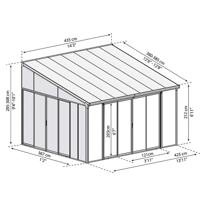Palram Wintergarten San Remo (B x T x H: 4,25 x 4 m x 3,1 m, Verkehrsweiß)