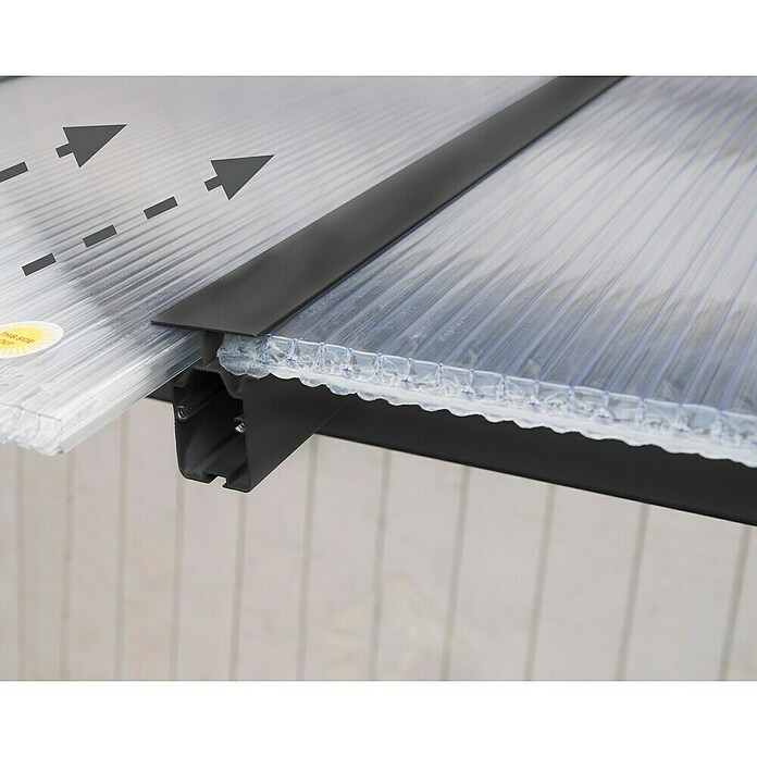 Palram Marquesina adosada (Profundidad: 3 m, An x Al: 9,71 x 2,1 m, Gris antracita)