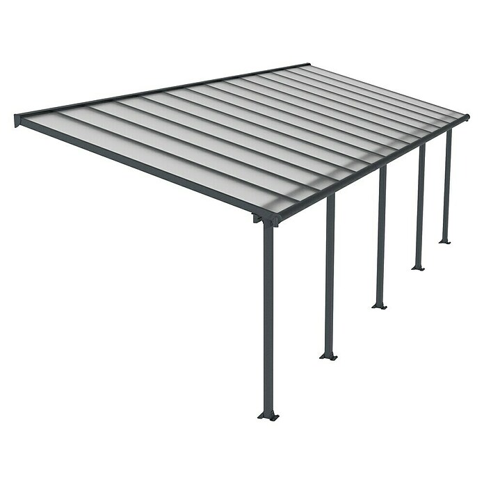 Palram Marquesina adosada (Profundidad: 3 m, An x Al: 8,5 x 2,1 m, Gris antracita)
