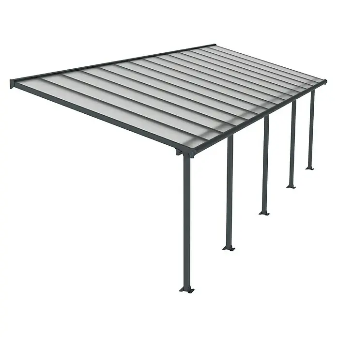 Palram – Canopia Marquesina adosada Olympia - An x Pr: 850 x 300 cm, Gris antracita, Policarbonato, Transparente - Cochera con diseño elegante y construcción robusta. La protección ideal para su vehículo contra el viento y la intemperie.