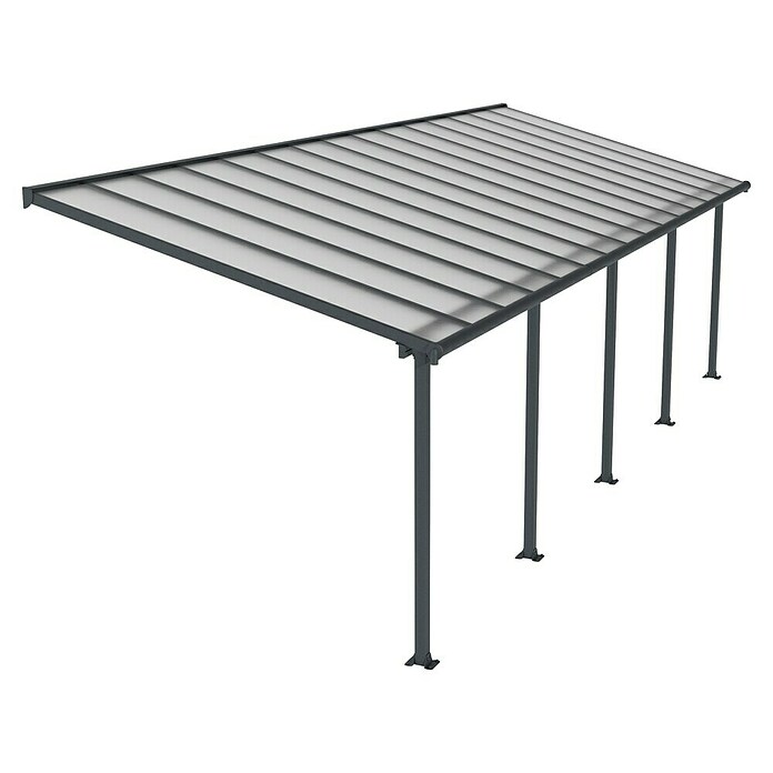 Palram Marquesina adosada (Profundidad: 3 m, An x Al: 9,15 x 2,1 m, Gris antracita)