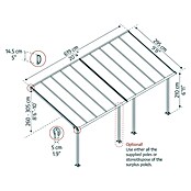 Palram Marquesina adosada (Profundidad: 3 m, An x Al: 6,1 x 2,1 m, Gris antracita)