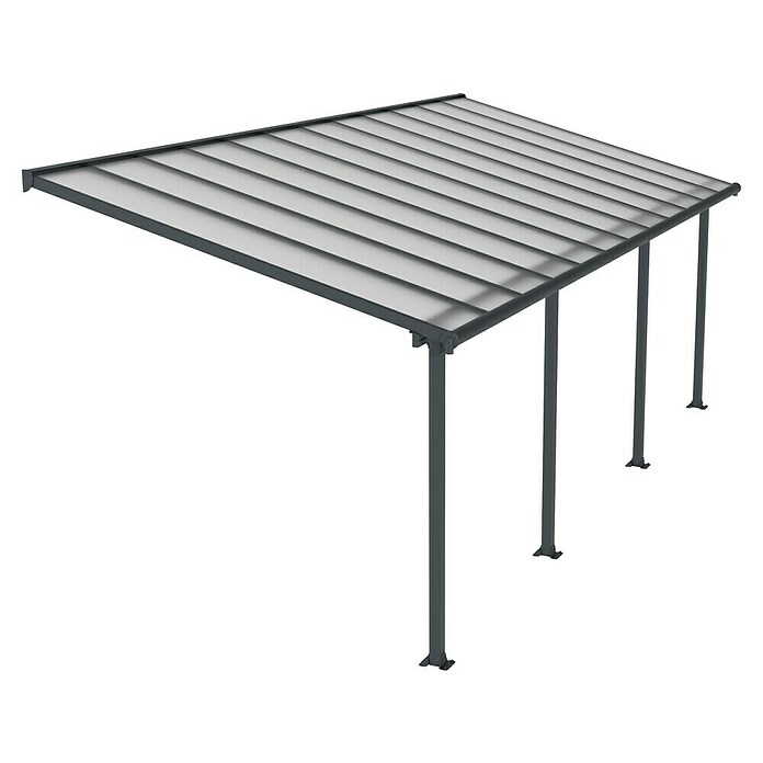 Palram Marquesina adosada (Profundidad: 3 m, An x Al: 7,3 x 2,1 m, Gris antracita)