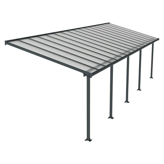 Palram Marquesina adosada (Profundidad: 3 m, An x Al: 9,71 x 2,1 m, Gris antracita)