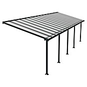 Palram Marquesina adosada (Profundidad: 3 m, An x Al: 9,71 x 2,1 m, Gris antracita)