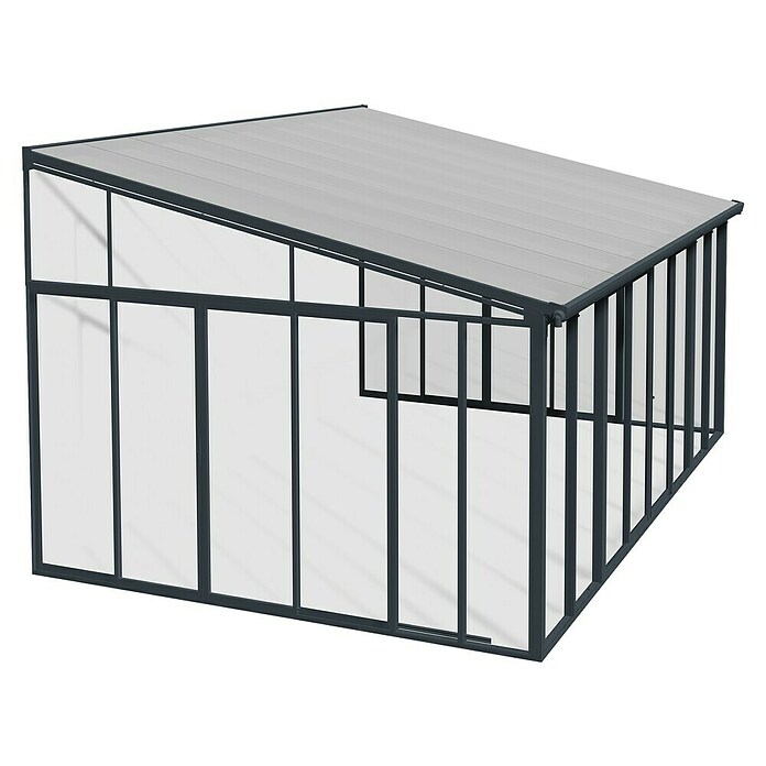Palram Porche acristalado (An x Pr x Al: 4,25 x 4 m x 3,1 m, Gris antracita)
