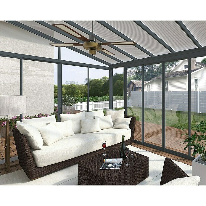 Palram Porche acristalado (An x Pr x Al: 4,25 x 4 m x 3,1 m, Gris antracita)