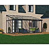 Palram Porche acristalado (An x Pr x Al: 5,46 x 3 m x 3,1 m, Gris antracita)