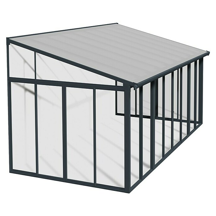 Palram Porche acristalado (An x Pr x Al: 5,46 x 3 m x 3,1 m, Gris antracita)
