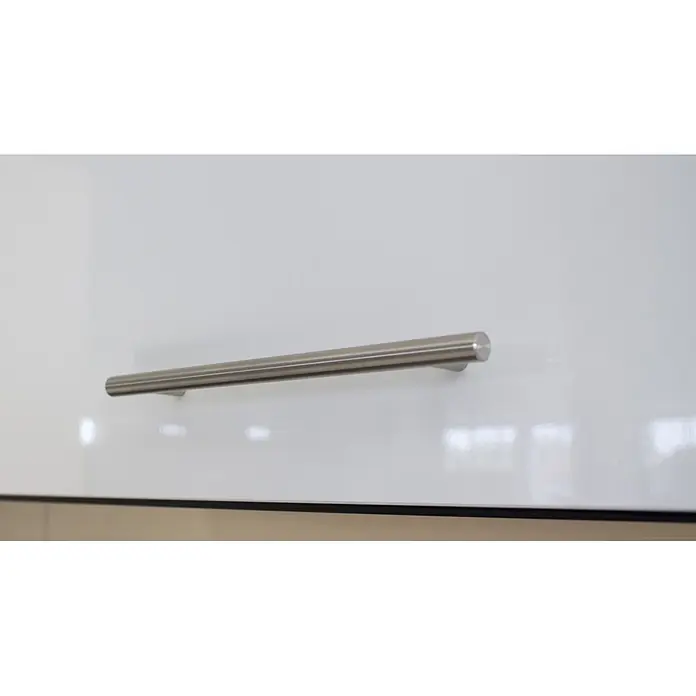 Respekta Premium Composición de cocina Amanda Alto - Ancho: 300 cm, Roble/Gris, Con electrodomésticos - Tirador de barra de metal cepillado para puerta de armario.