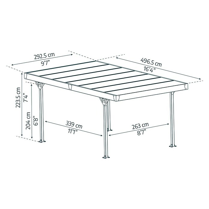 Tepro Carport (L x An: 292,9 x 500,4 cm)