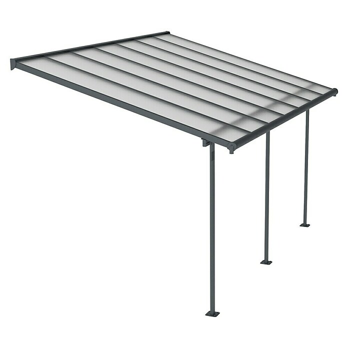 Palram – Canopia Marquesina adosada Sierra (An x Pr: 434 x 299 cm, Antracita, Policarbonato, Gris) | BAUHAUS