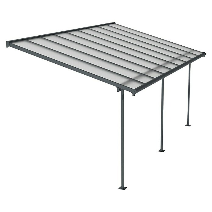 Palram – Canopia Marquesina adosada Sierra (An x Pr: 555 x 299 cm, Antracita, Policarbonato, Gris) | BAUHAUS