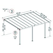 Palram – Canopia Marquesina adosada Sierra (An x Pr: 555 x 299 cm, Antracita, Policarbonato, Gris) | BAUHAUS