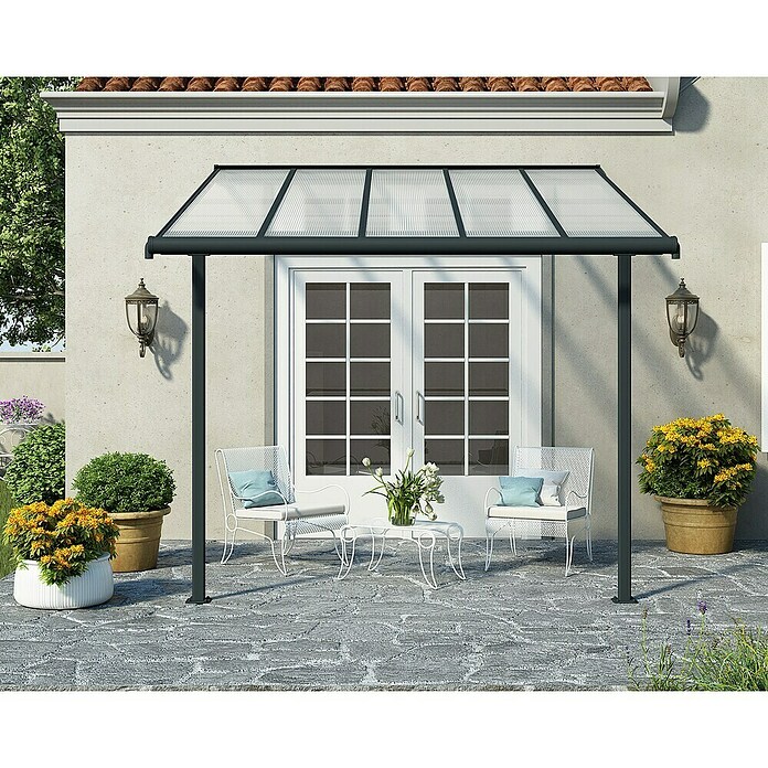 Palram – Canopia Marquesina adosada Sierra (An x Pr: 314 x 299 cm, Antracita, Policarbonato, Gris) | BAUHAUS