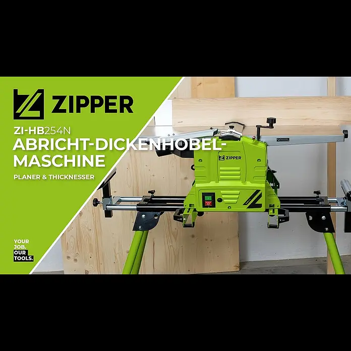 Zipper Abricht-Dickenhobelmaschine ZI-HB254N - Maße Tisch: 920 x 263 mm - ZIPPER ZI-HB254N Abricht-Dickenhobelmaschine / planer-thicknesser (official ZIPPER)