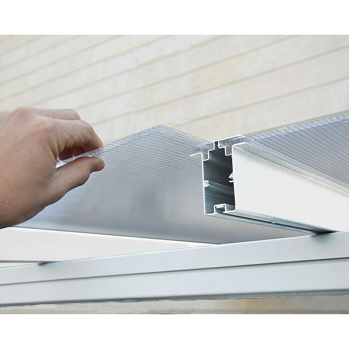Palram – Canopia Marquesina adosada Sierra (An x Pr: 224,5 x 228 cm, Blanco, Policarbonato, Gris) | BAUHAUS