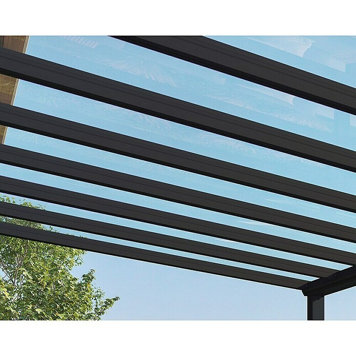 Palram – Canopia Marquesina adosada Stockholm (An x Pr: 660 x 340 cm, Gris antracita, Policarbonato, Transparente) | BAUHAUS