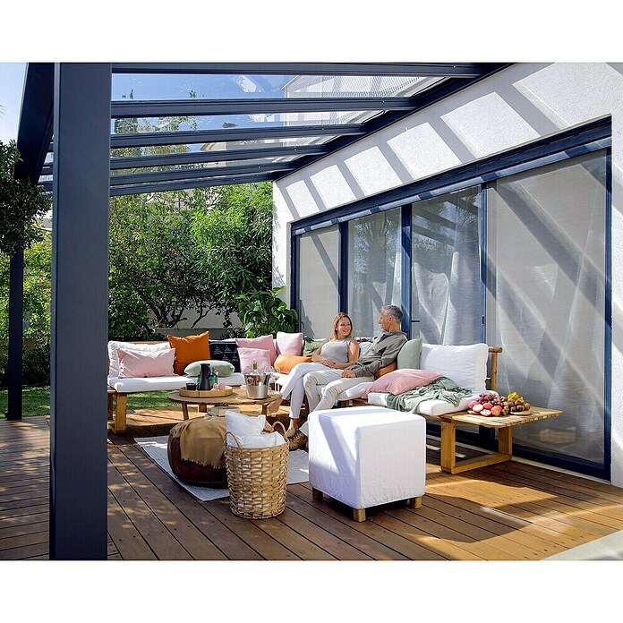 Palram – Canopia Terrassenüberdachung Stockholm (B x T: 368 x 340 cm, Anthrazitgrau, Polycarbonat, Transparent) | BAUHAUS