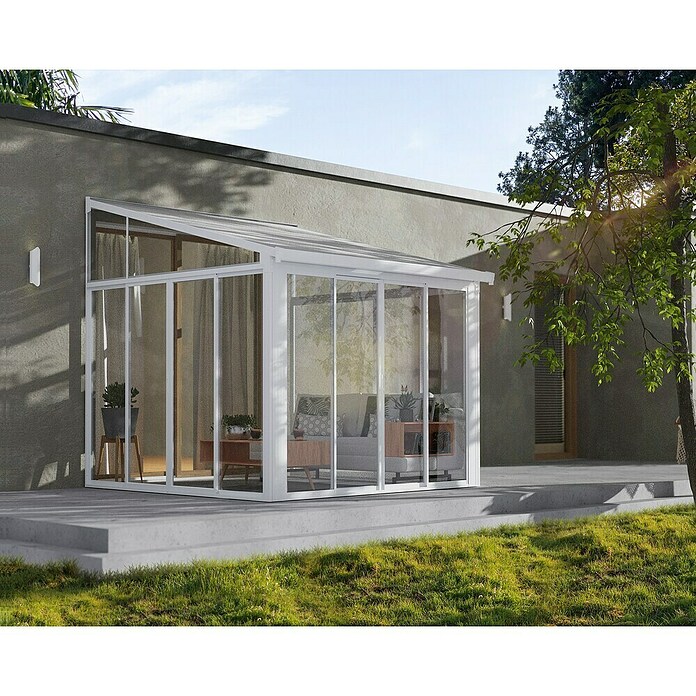 Palram – Canopia Porche acristalado San Remo (An x Pr x Al: 3,05 x 3 x 3,1 m, Blanco tráfico) | BAUHAUS